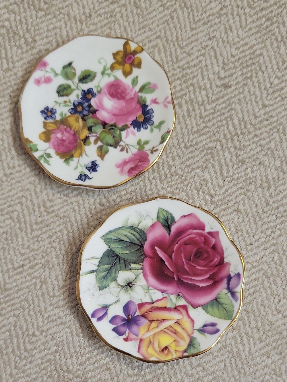 Vintage Fenton China English Bone China Floral Butter Pats / Trinket Dishes